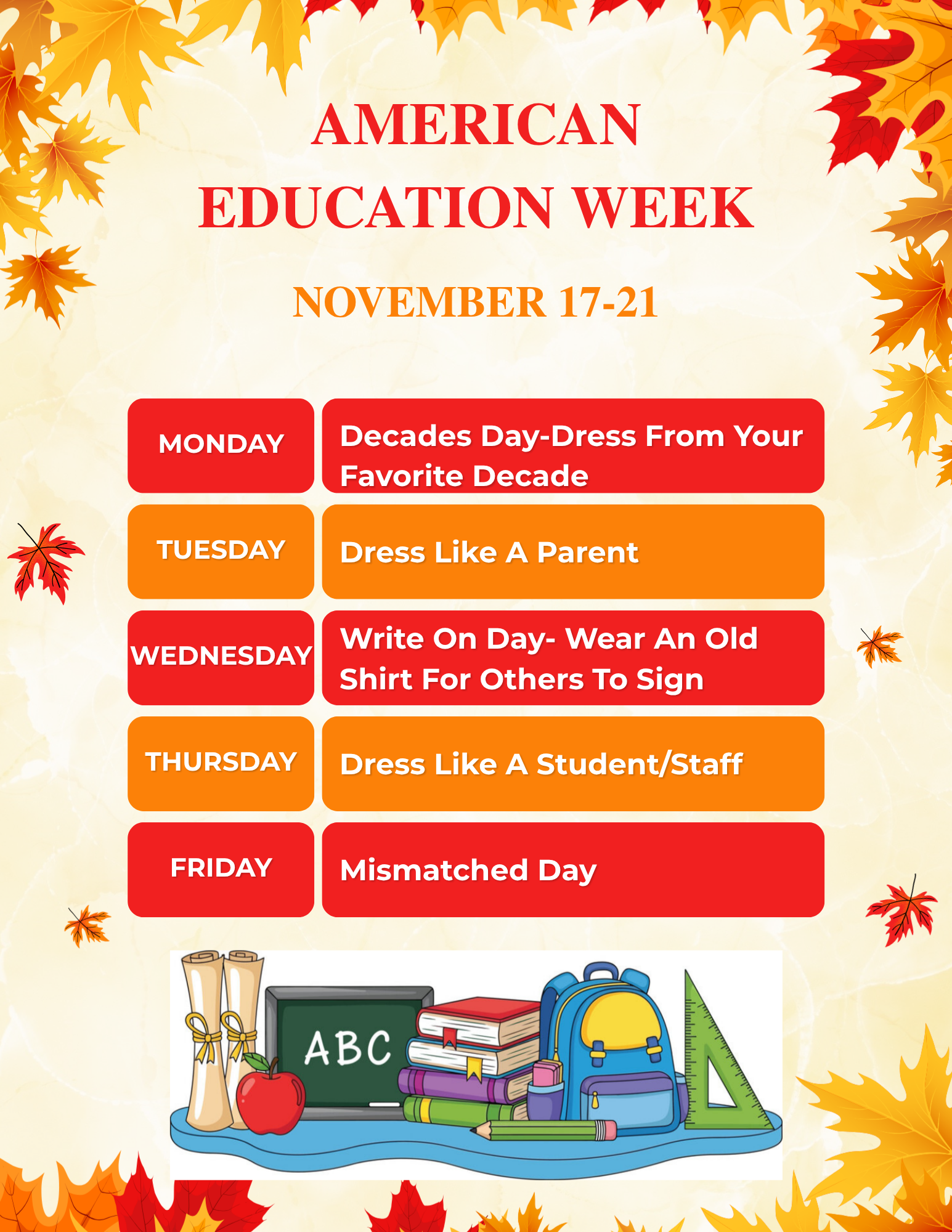 American Education Week Dress Up Days